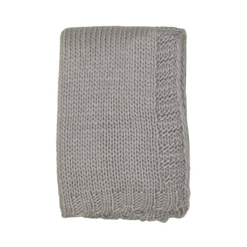 Kimberly Grant Large Gauge Cable Knit Blanket - Gray