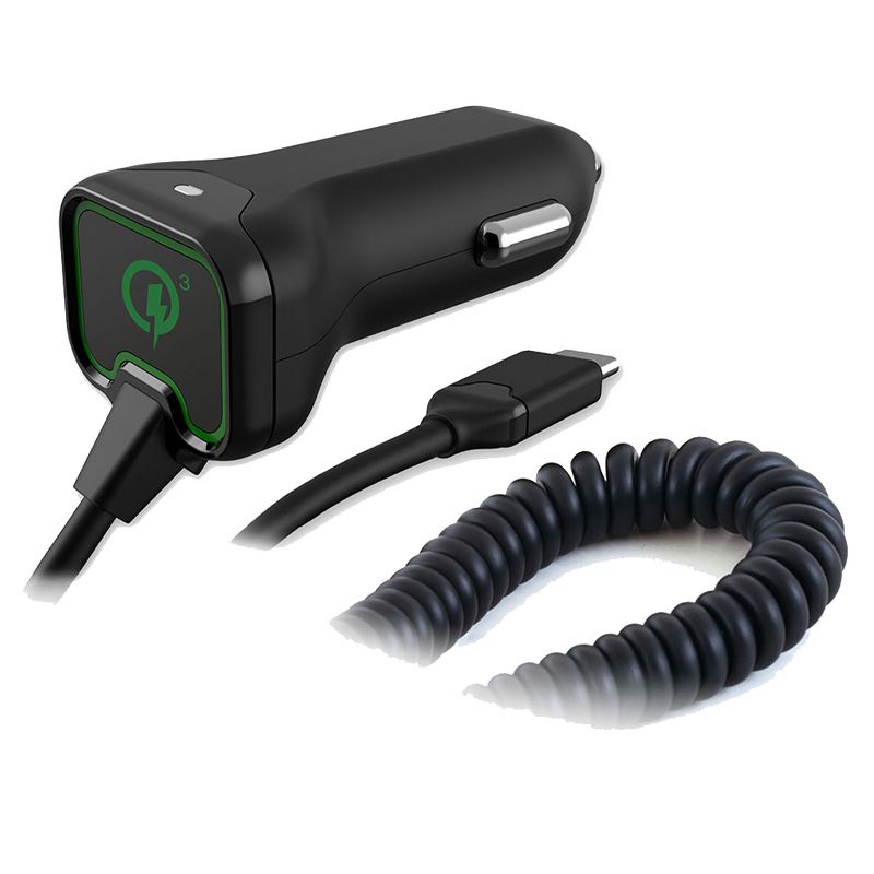 Qmadix - Car Charger Quick Charge 3.0 For Type C Devices - Black