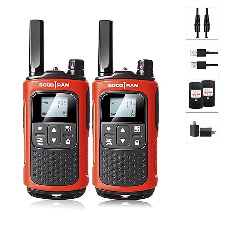 T80 Rechargeable Walkie Talkies for Adults 2 Pack Walkie-Talkie for Family Red Color FRS Two-Way Radio for Camping Family Boys Girls Gift