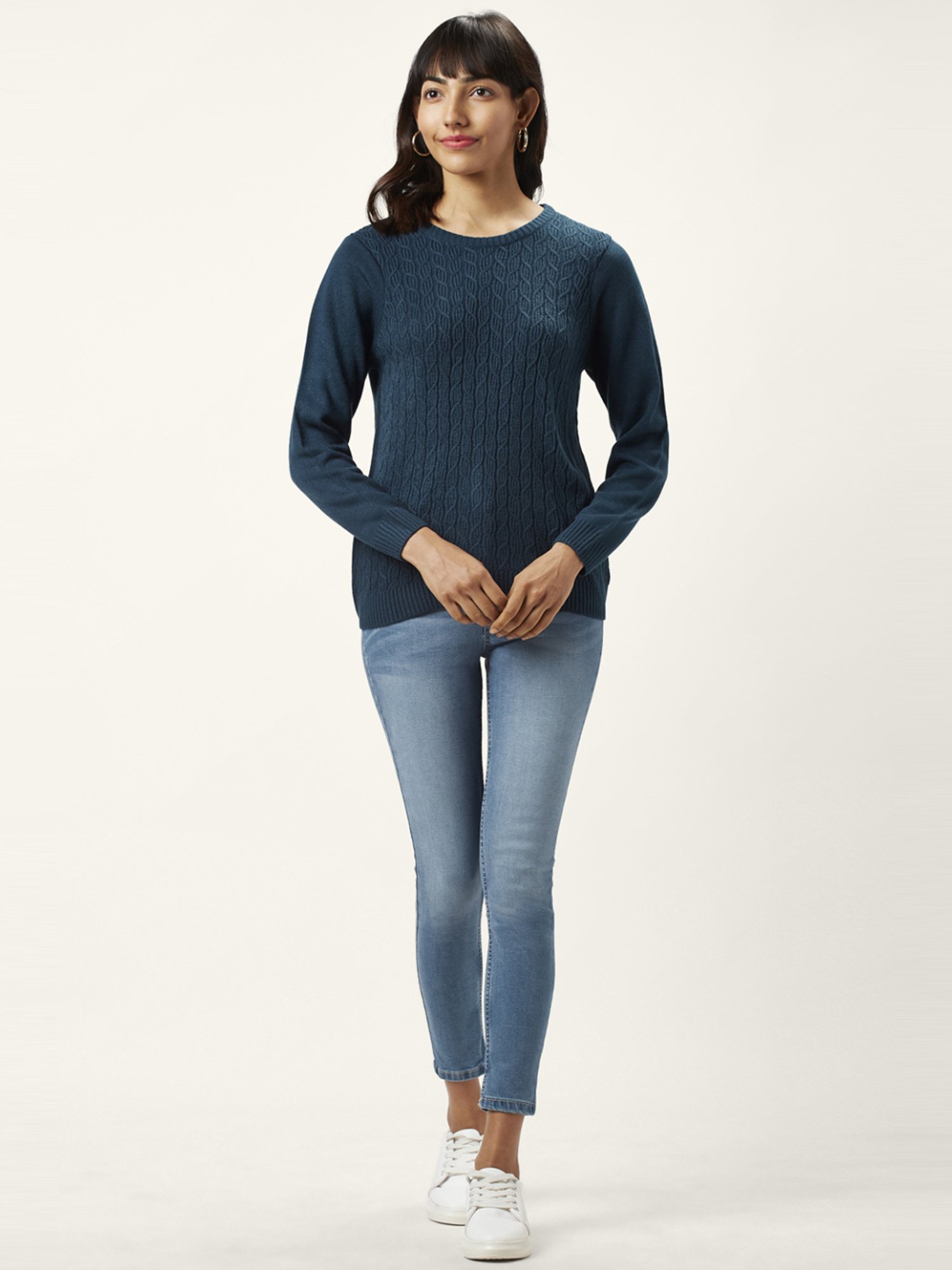 Honey by Pantaloons Blue Self Pattern Sweater