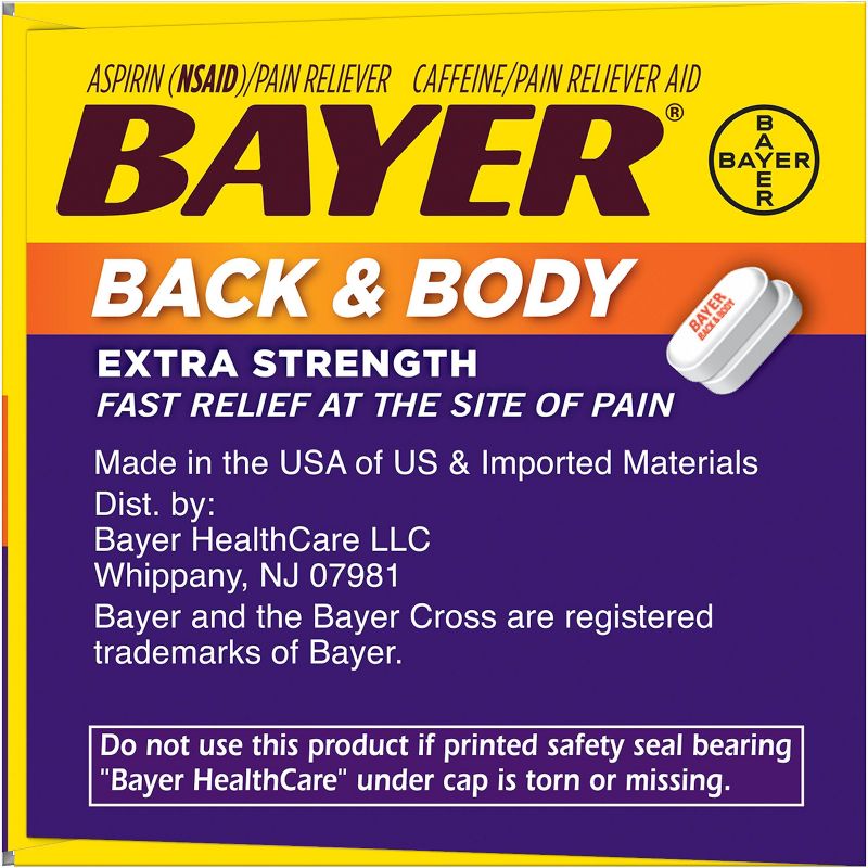 Bayer Extra Strength Back and Body Pain Reliever 500mg Caplets Tablets - Aspirin (NSAID) - 100ct