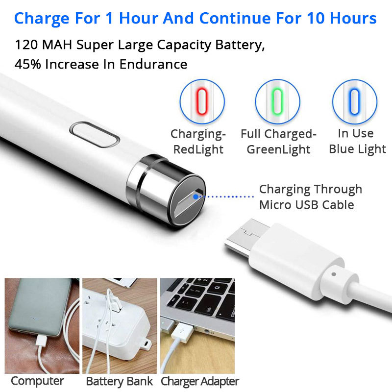 Stylus pens for ipad Pencil, 1.45mm Capacitive Pen High Sensitivity & Fine Point, Magnetism Cover Cap, Universal for Apple/iPhone/Ipad pro/Android/Microsoft/Surface and Other Touch Screens, Black