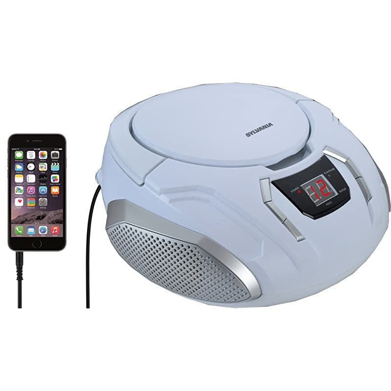SRCD261-C-WHITE Portable CD Boombox with AM/FM Radio