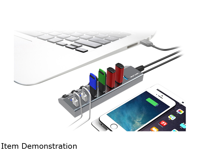 Wavlink 10-Port USB 3.0 Hub with 2x1.5A Fast USB Charging Port, 48W Power Adapter, Peripheral Sharing Switch, LED indicators, USB3.0 Splitter Up to 5Gbps for Android, Apple iOS, Windows Mobile Devices