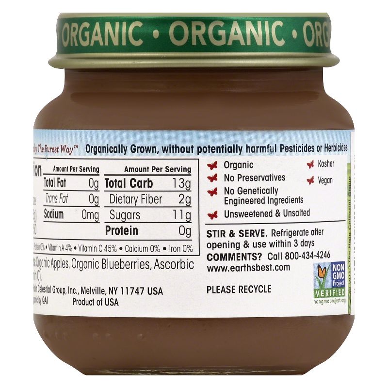 Earth's Best Organic Stage 2 Apples & Blueberry Jar - 4oz