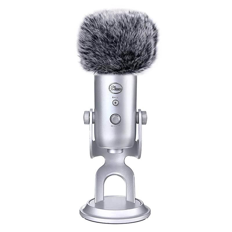 Microphone Windscreen with Furry Windscreen Muff Mic Wind Cover Pop Filter for Blue Yeti Blue Yeti Pro USB Microphone 2 Pack
