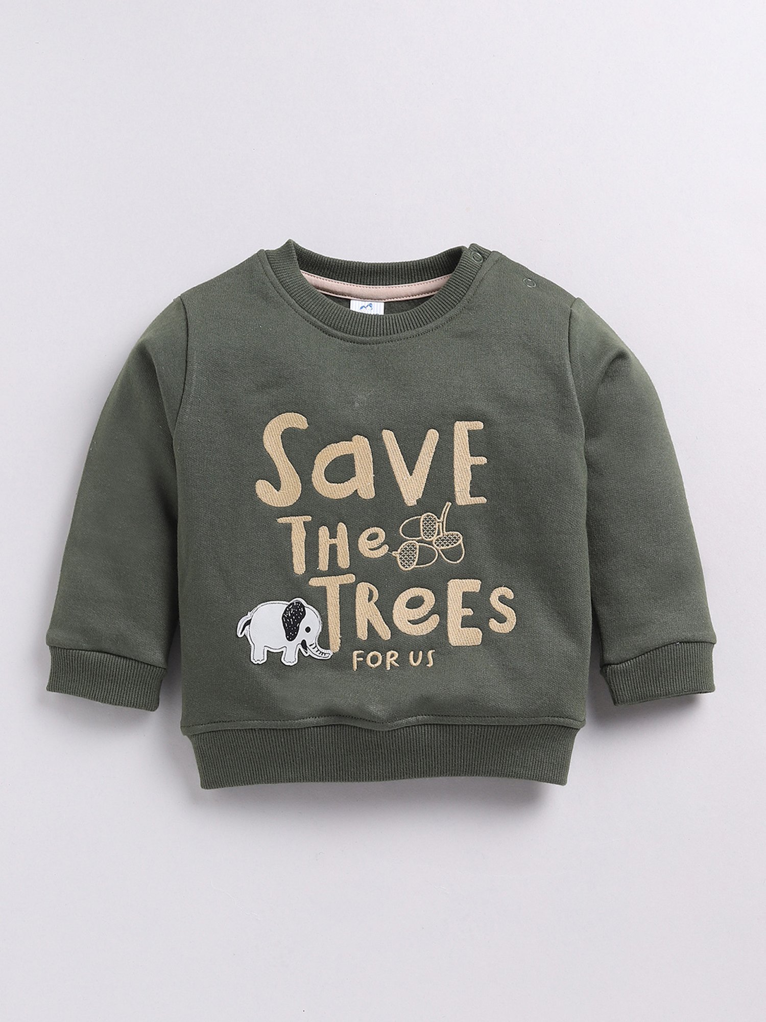 Dollar Kids Green & Beige Embroidered Full Sleeves T-Shirt with Jeans