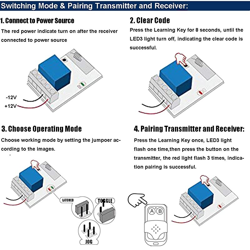 433MHz 1Channel Wireless Remote Control Switch Receiver