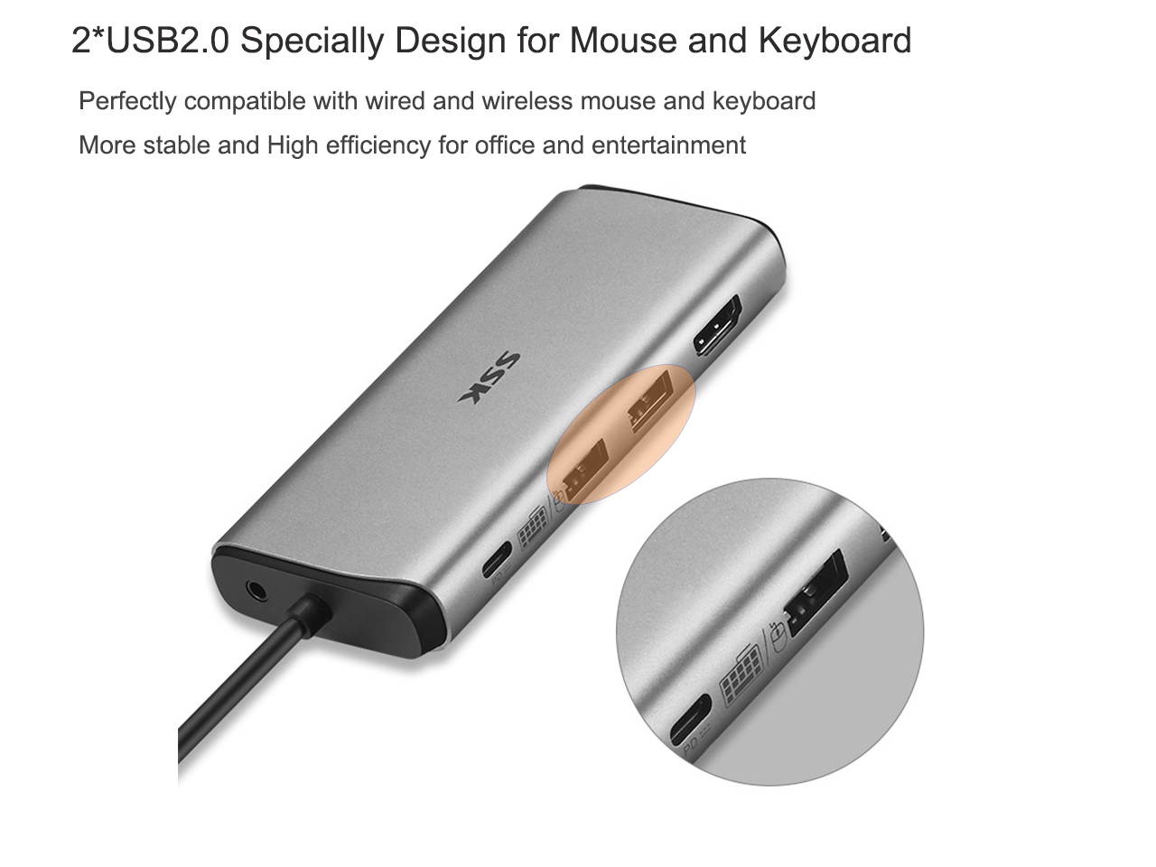SSK 11 in 1 USB C Hub,Multiport USB Dock,USB C to Ethernet Adapter with 2 USB 3.0, 4K HDMI,VGA,2 USB 2.0 for mouse/keyboard,PD 3.0,TF SD Card Reader and Audio Mic for MacBook/Pro/Air/iMac/iPad Pro/XPS