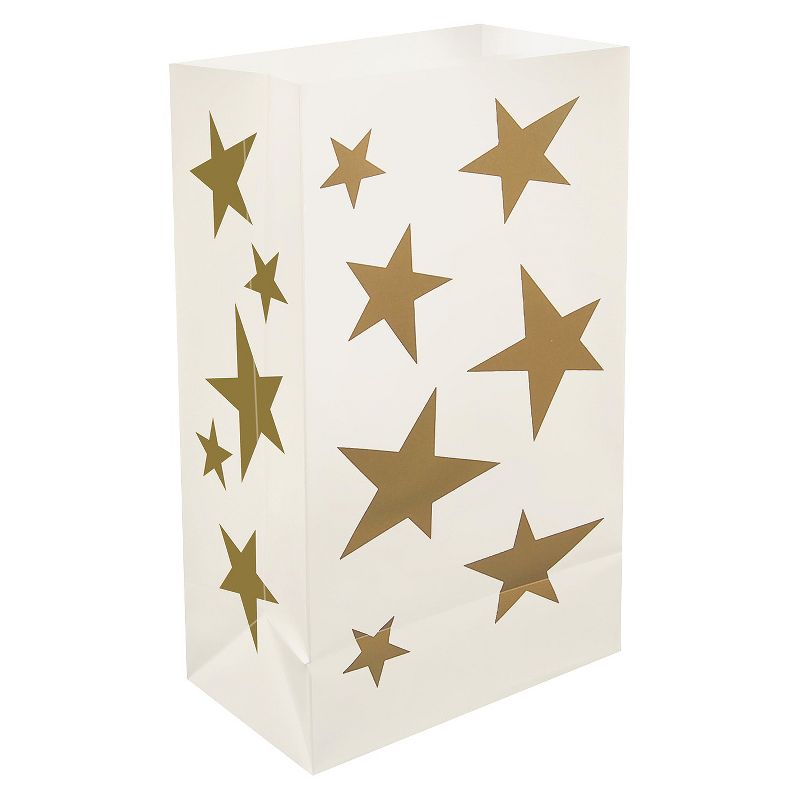 12ct Stars Plastic Luminaria Bags Gold