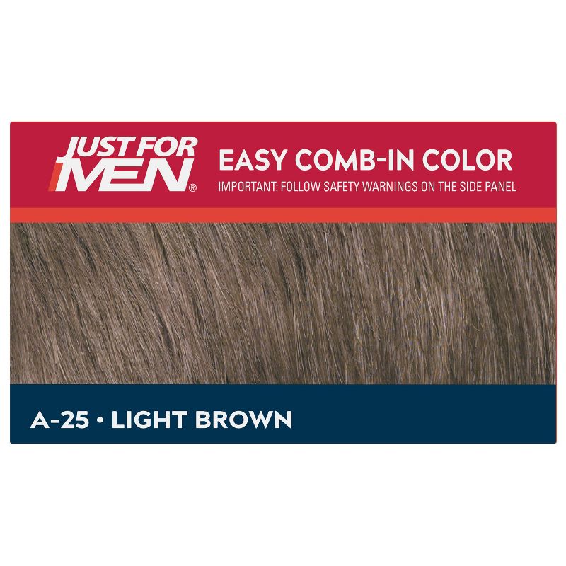 Just For Men Easy CombIn Color Gray Hair Coloring for Men with Comb Applicator - 1.2oz - Light Brown A25
