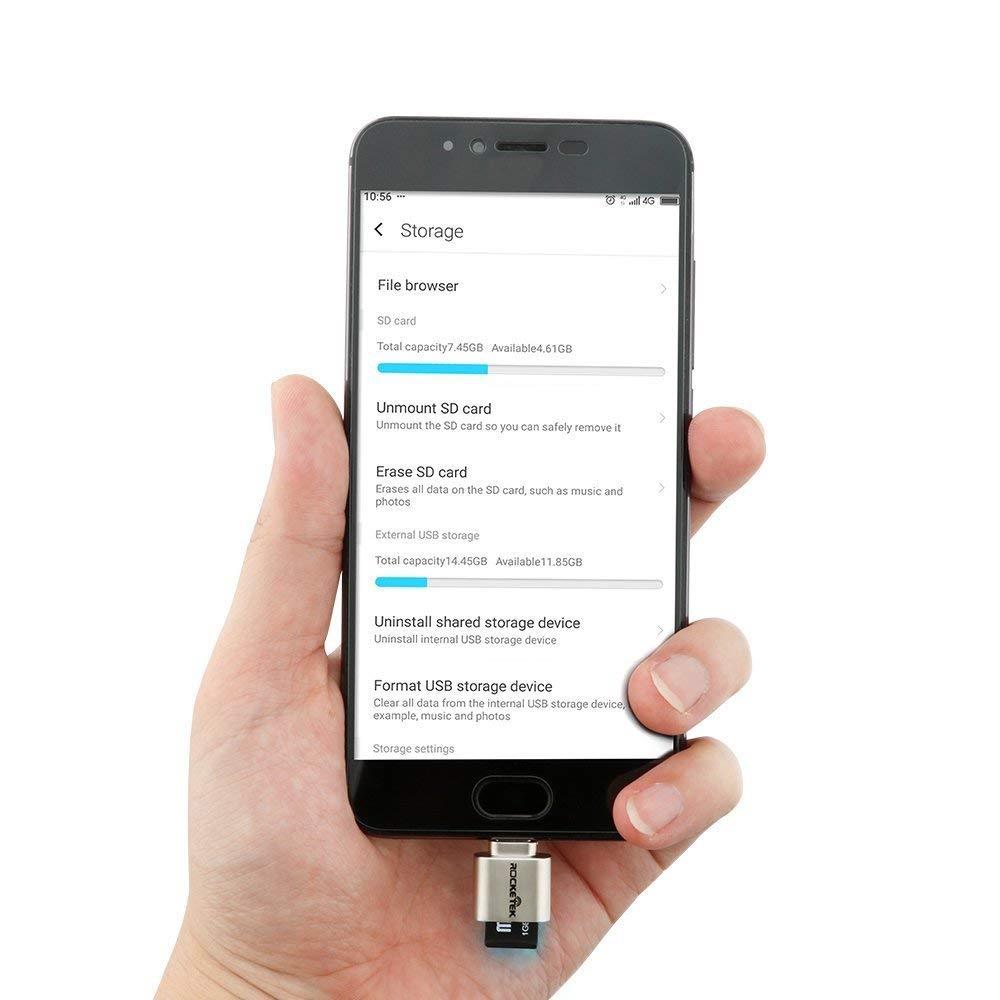 Rocketek USB C Portable Card Reader for Micro SD Cards, Micro SD to Type C USB Adapter