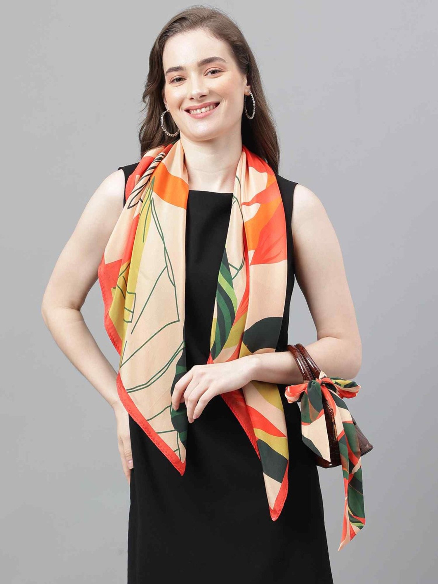 Tossido Multicolor Floral Scarf & Bag Scarf Set