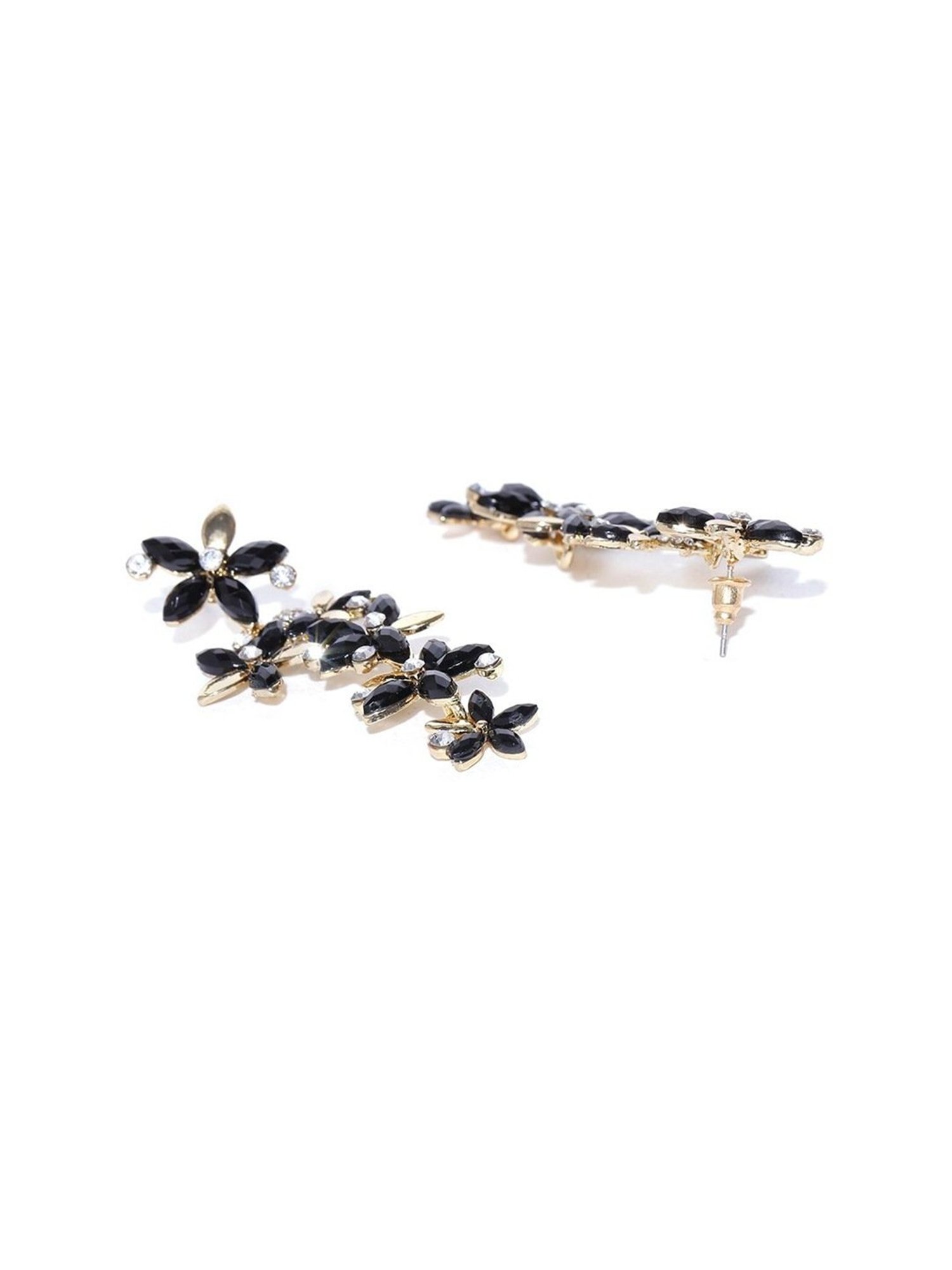 YouBella Black Gold-Plated Contemporary Dangler Earrings