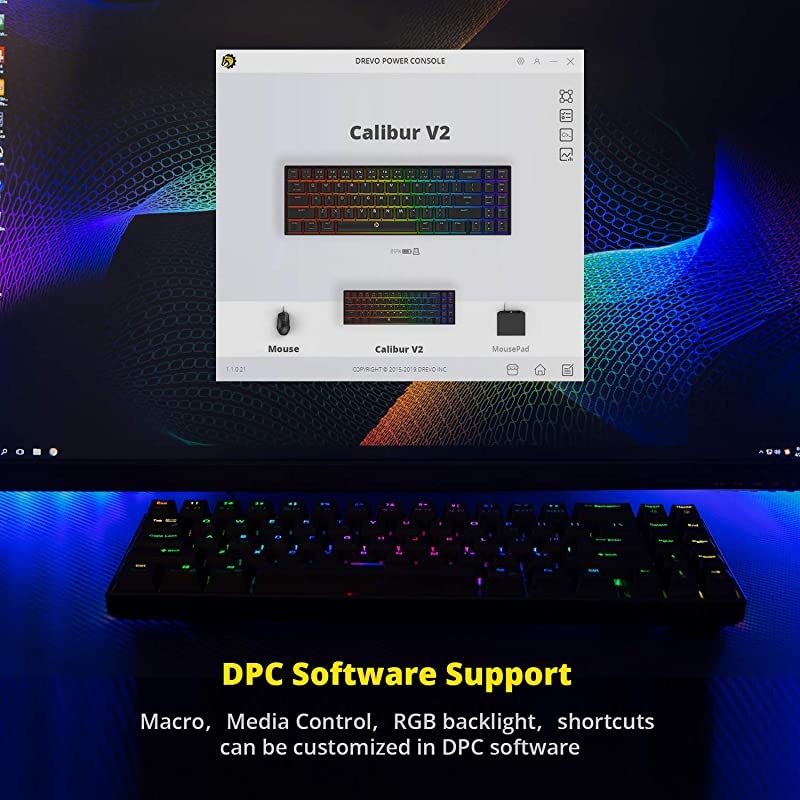 Calibur V2 TE RGB 60% Wired Mechanical Gaming Keyboard, 71-Key Small Compact, Work for PC/Mac, Detachable USB Type-C, Outemu Red Switch, Black