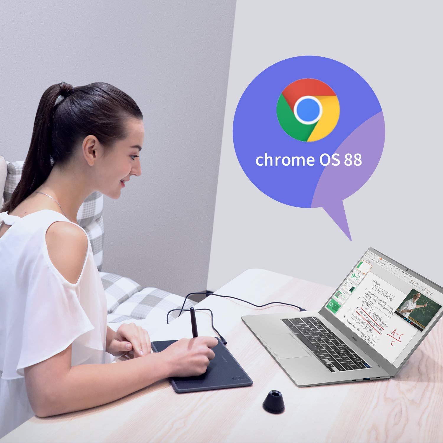 Huion Inspiroy H430P OSU Graphic Drawing Tablet with Battery-Free Stylus 4 Press Keys, Compatible with Chromebook, Android, Windows and Mac