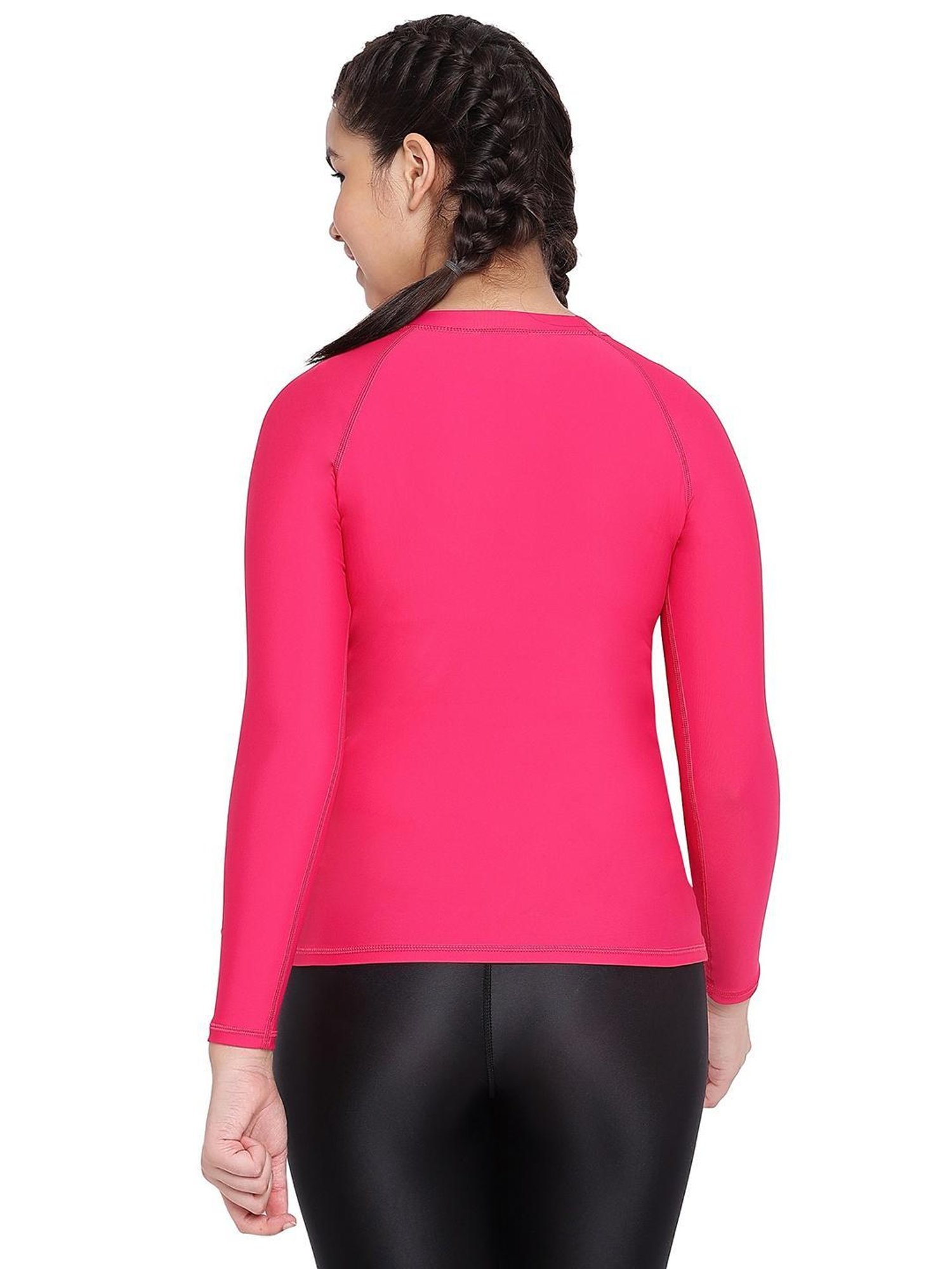 Speedo Kids Pink Solid Full Sleeves Swim Top