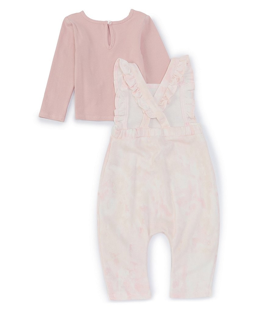 Pippa & Julie Baby Girls Newborn-9 Months Long-Sleeve Tee & Tie-Dyed Printed Jumpsuit