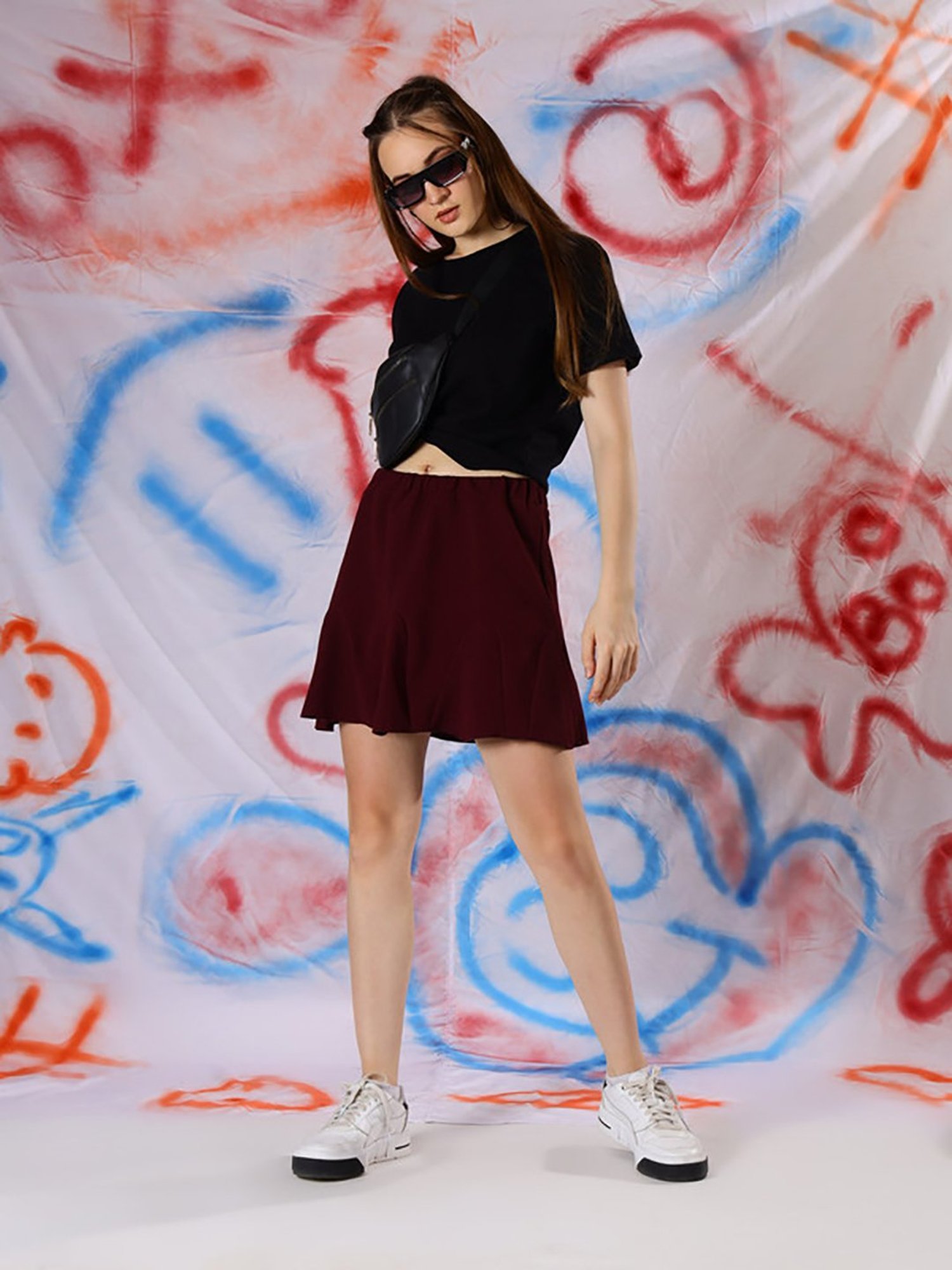 NEUDIS Wine Flared Skirt