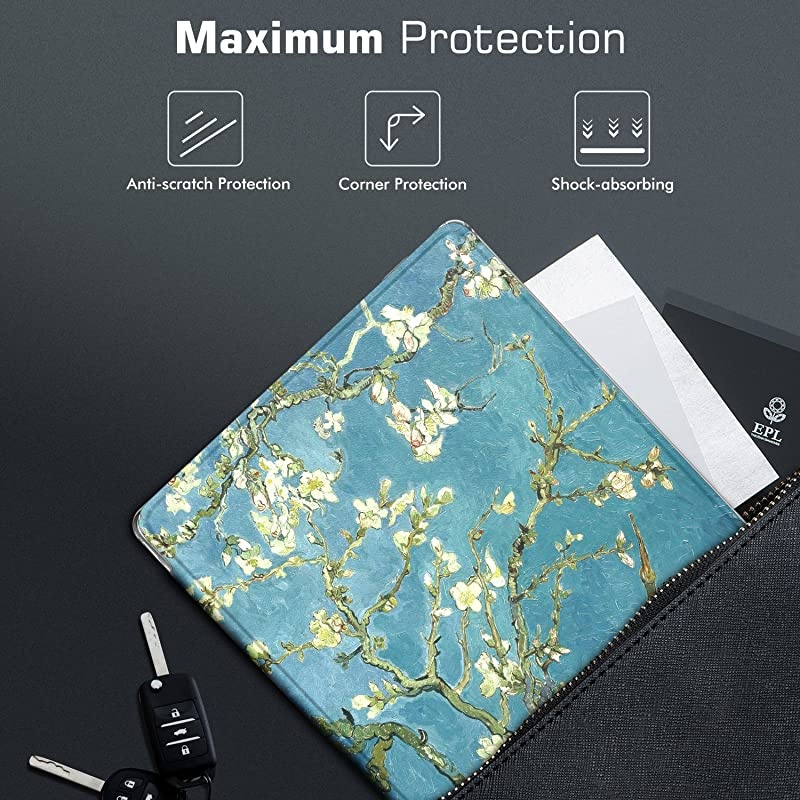 Case Fits AllNew Kindle Oasis 9th and 10th Generation ONLY 2017 and 2019 Release Slim Lightweight Cover with Translucent Frosted Back Protector Almond Blossom