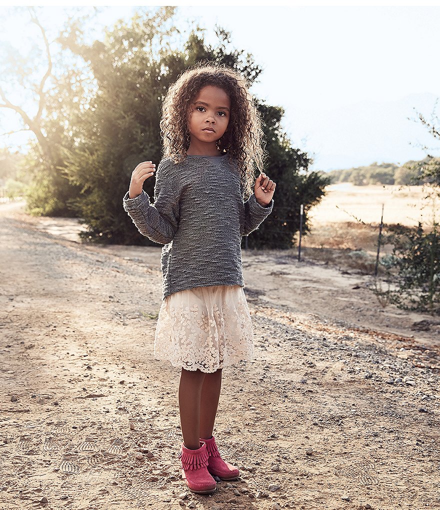 Minnetonka Girls' Double Fringe Suede Boots (Toddler)