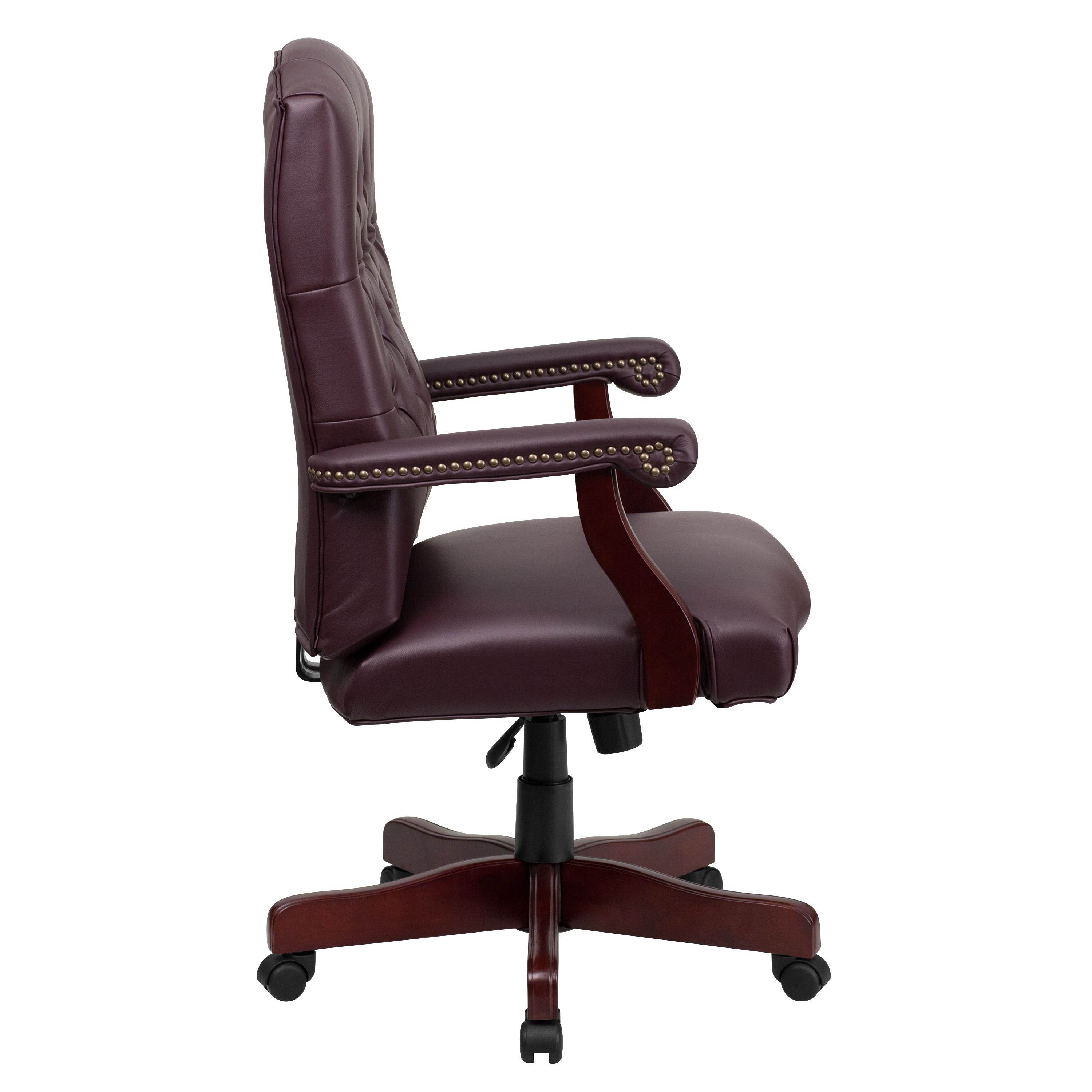 Martha Washington Burgundy LeatherSoft Executive Swivel Office Chair with Arms