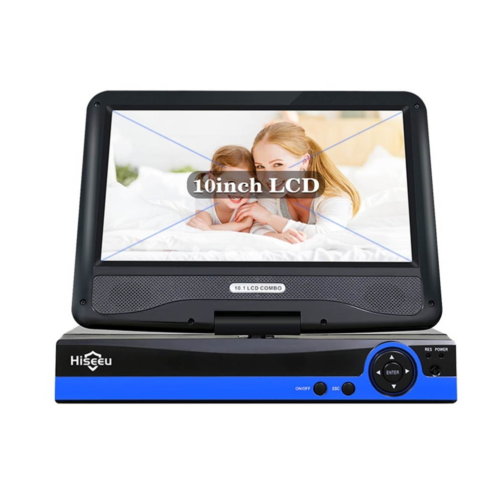 Hiseeu 10 inch Display 4pcs 1080P Wireless CCTV IP Camera 8CH NVR WiFi Video Surveillance System