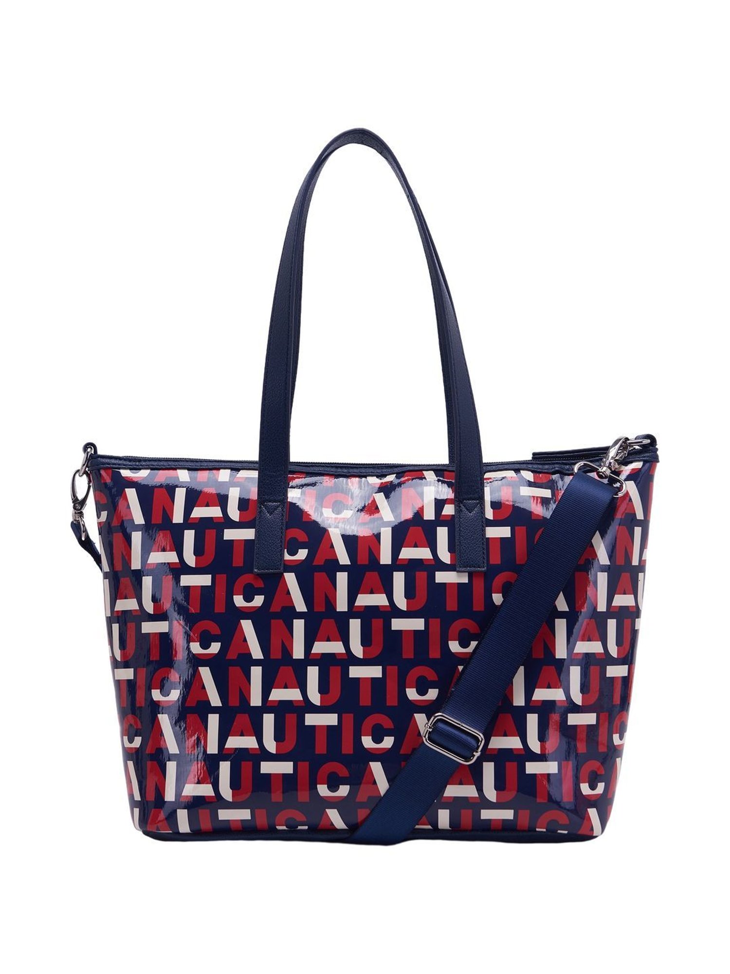 Nautica Navy Blue Solid Medium Tote Handbag