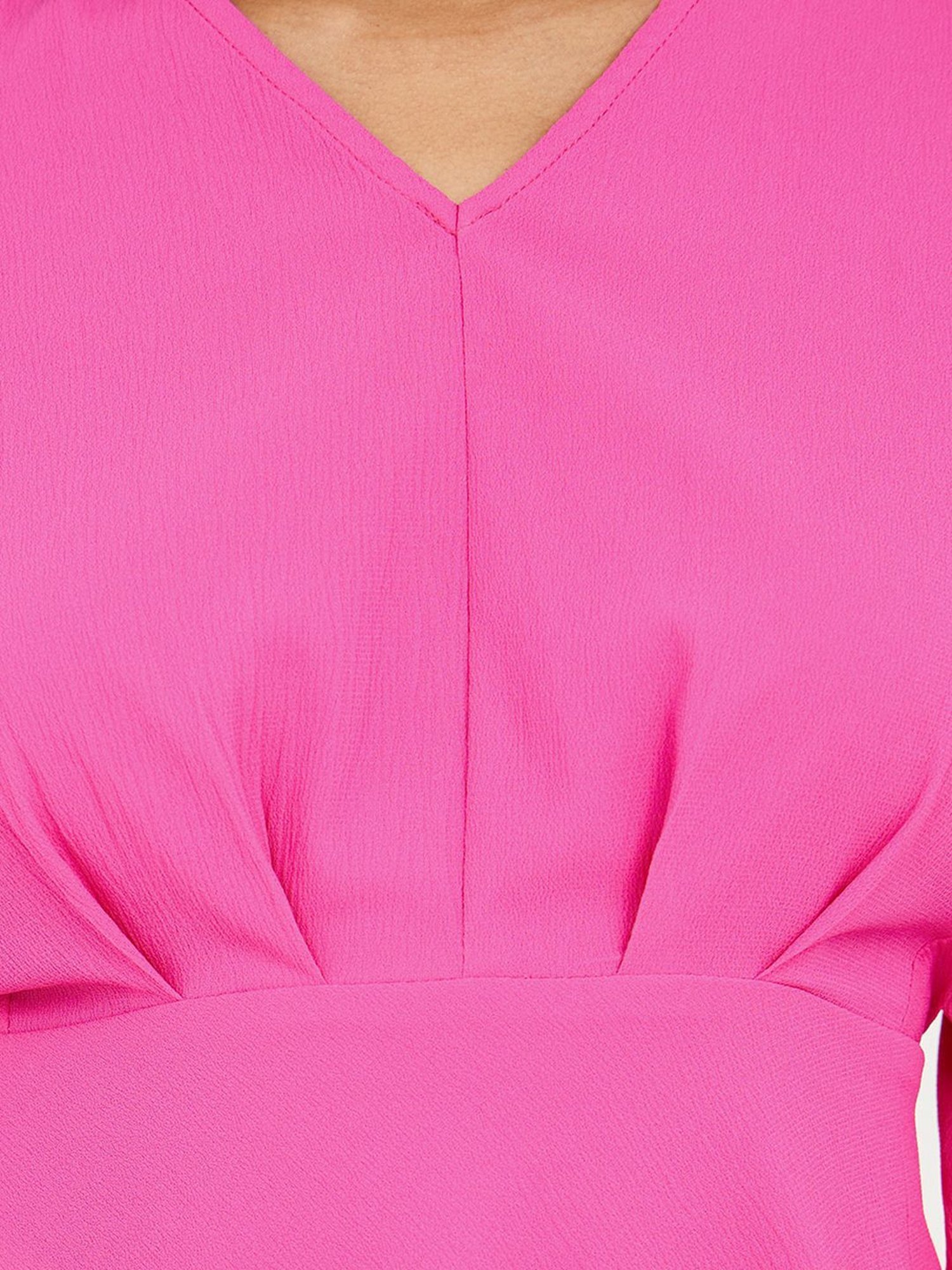 Styli Fold Pleat Detail V Neck Blouse
