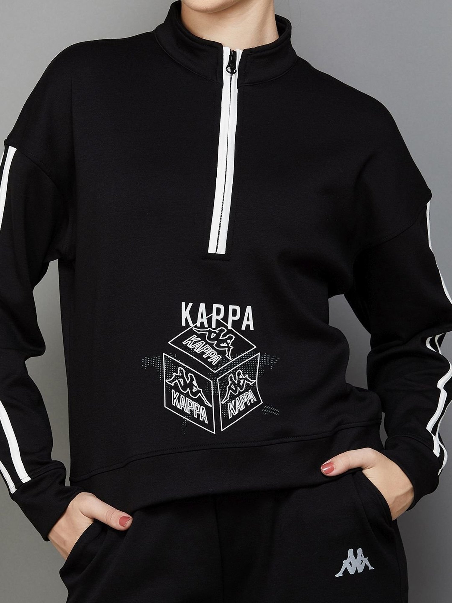 KAPPA Black Printed Sports Sweatshirt
