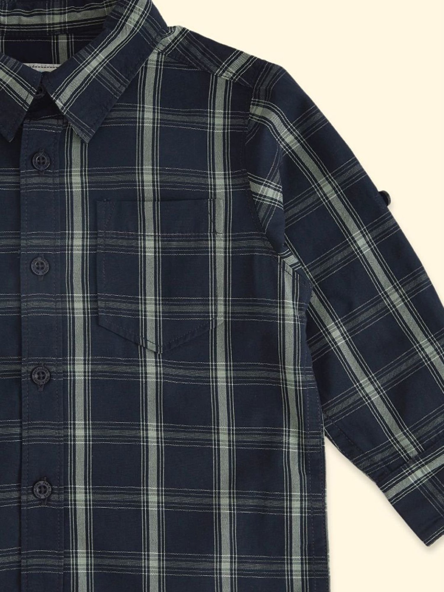 Pantaloons Baby Navy Cotton Chequered Full Sleeves Shirt