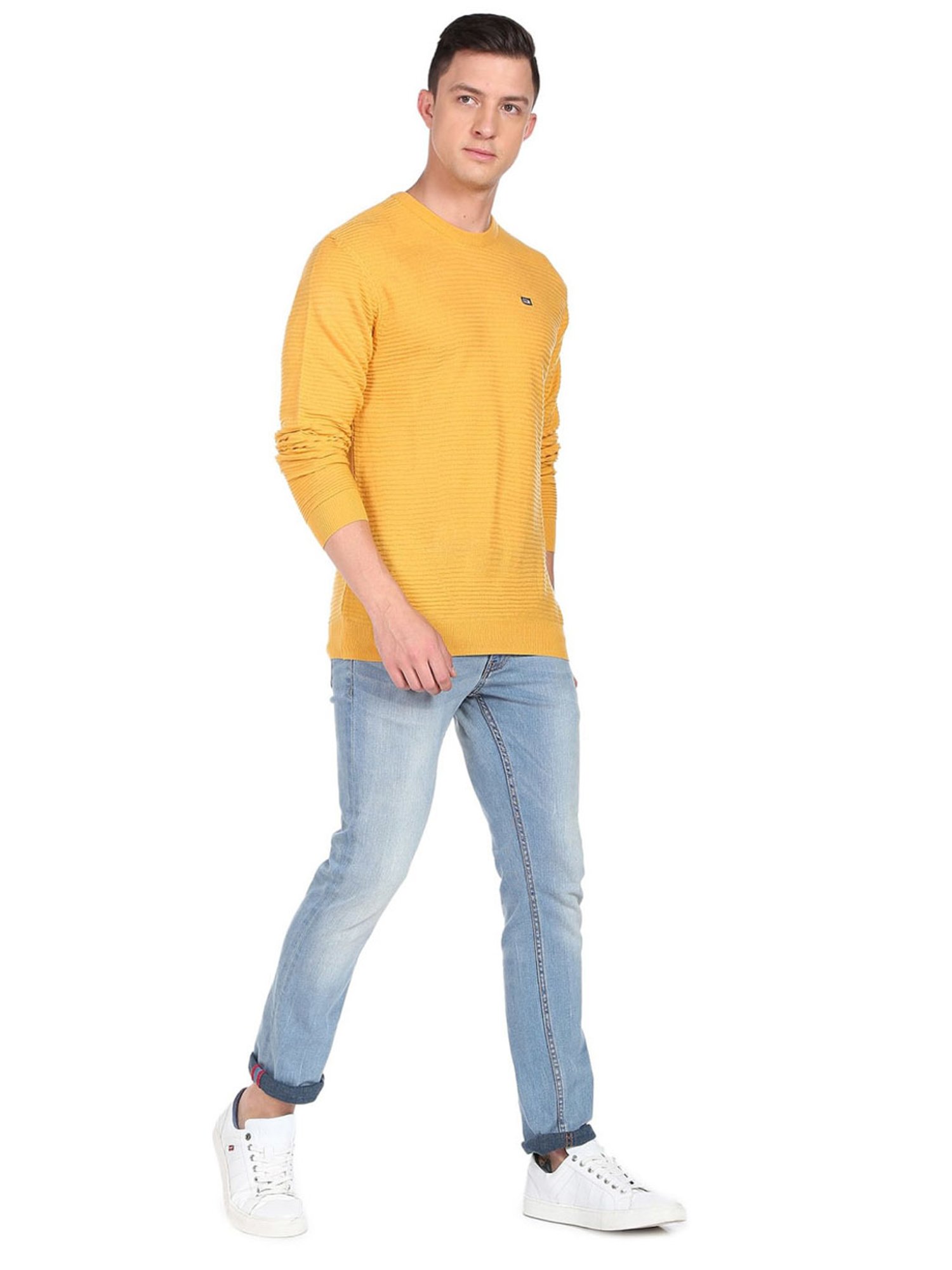 Arrow Sport Yellow Regular Fit Sweaters