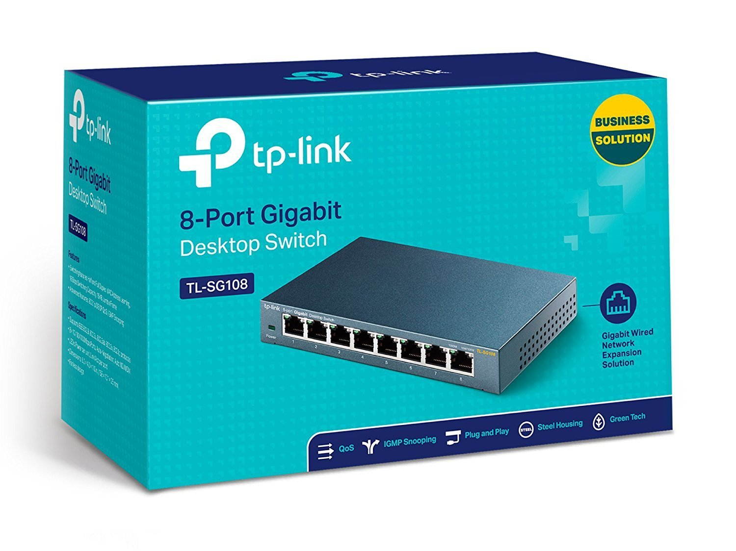 TP-Link 8 Port Gigabit Ethernet Network Switch | Ethernet Splitter | Sturdy Metal w/ Shielded Ports | Plug-and-Play | Traffic Optimization | 8 x 10/100/1000 Mbps Gigabit auto-negotiation,Ethernet Hub