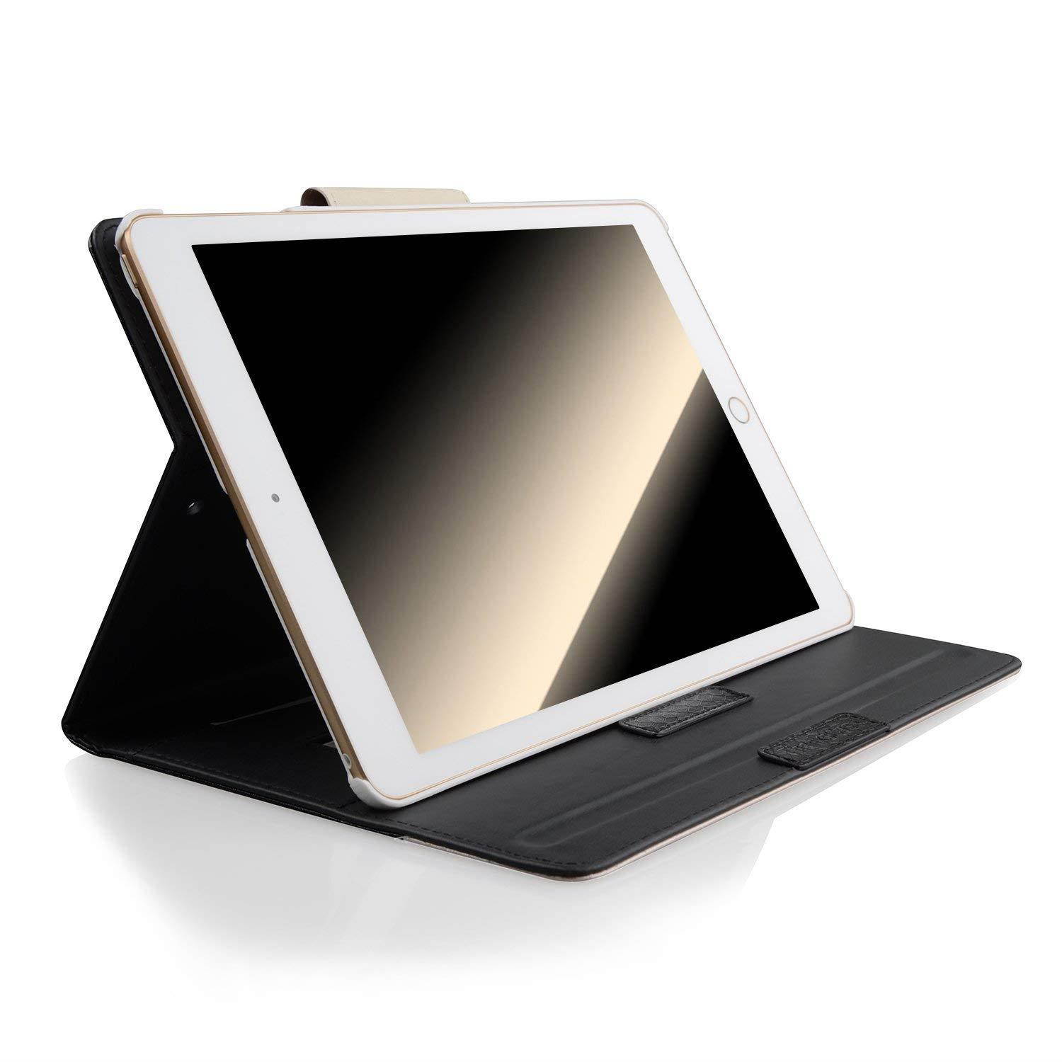 iPad Pro 10.5 Case,Thankscase Rotating Case Cover for iPad Pro 10.5 with Wallet Pocket with Hand Strap with Auto Sleep/Wake for New iPad Pro 10.5 inch 2017 Release (Black Champagne)