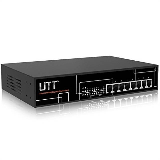 UTT S1080GP 8-Port Unmanaged Gigabit Ethernet PoE Switch, 8 PoE ports 150W, 802.3af/at, Ideal for IP Cameras