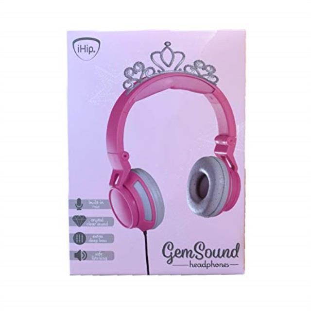 ihip girls pink tiara princess gem sound headphones