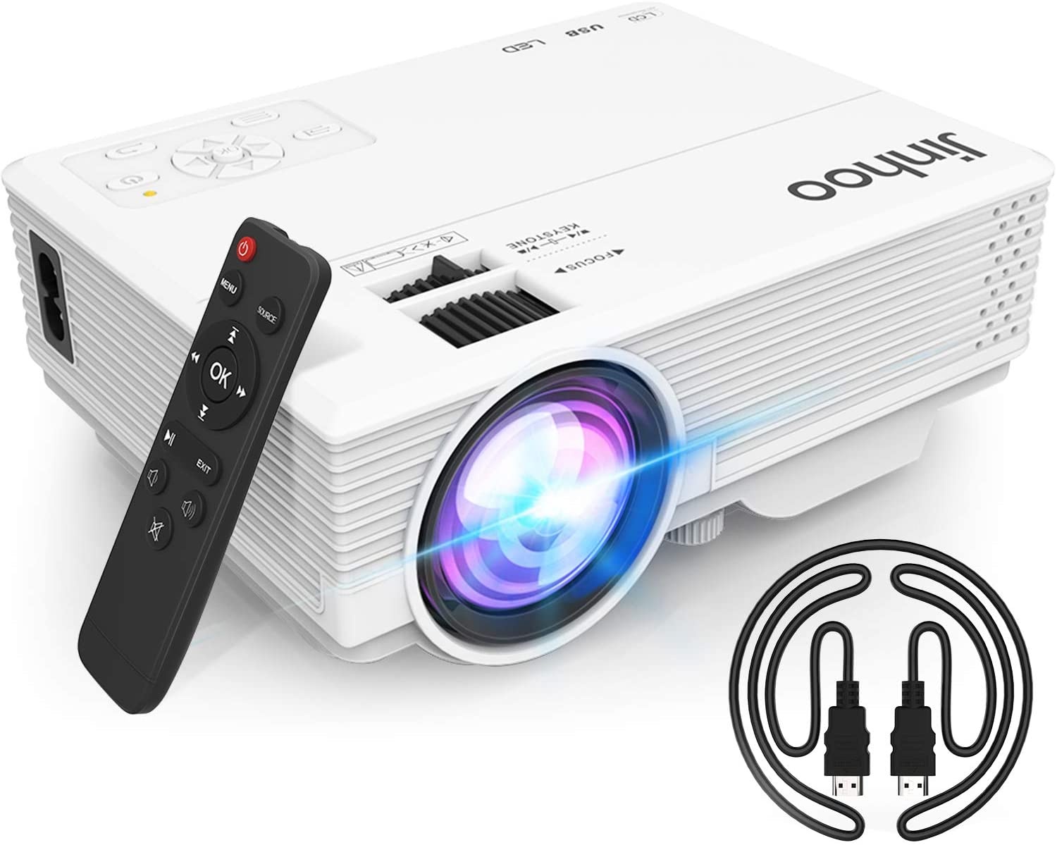 2020 Latest Projector, Mini Video Projector with 4500 LUX, 1080P Supported, Portable Outdoor Movie Projector, 176" Display Compatible with TV Stick, HDMI, USB, VGA, AV for Home Entertainment
