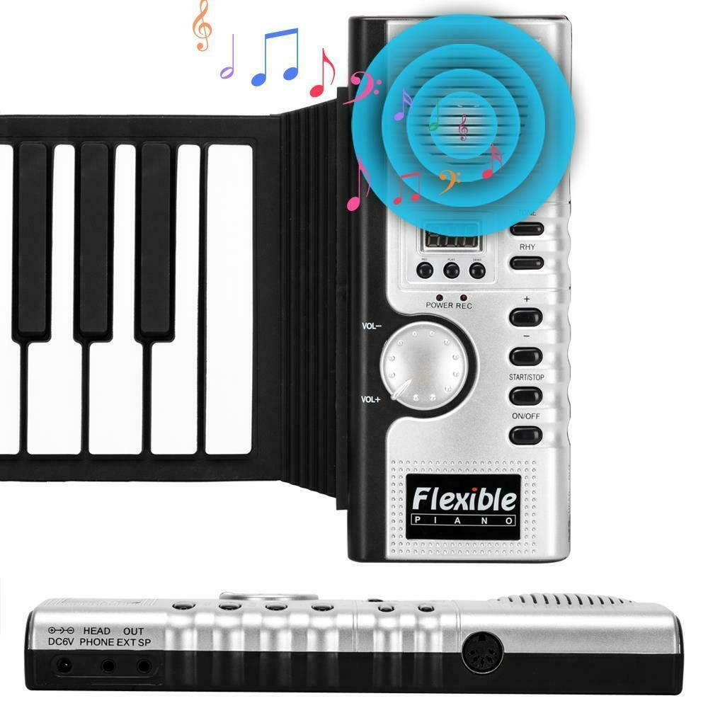 61 Key Electronic Roll Up Piano Keyboard Folding Rechargeable Portable