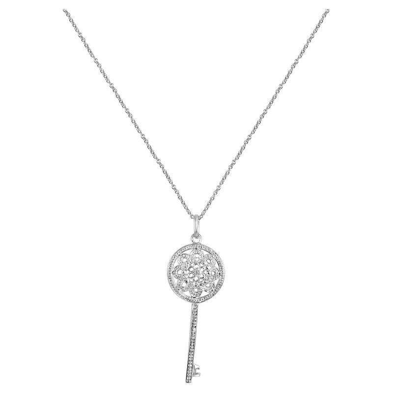 Women's Zirconite Four Leaf Cubic Zirconia Key Pendant-16"