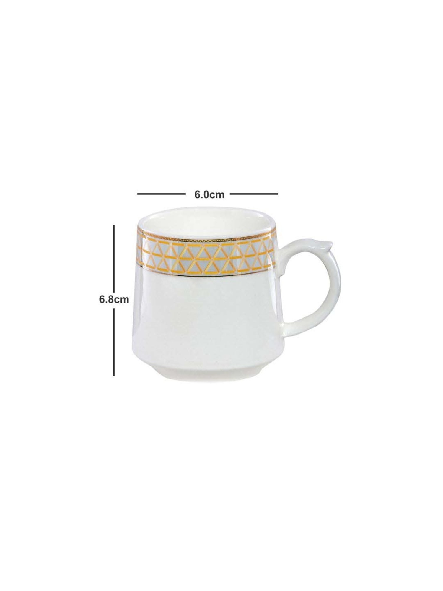 White Gold White & Golden Porcelain Coffee Mug (0.18 L) - Set of 6