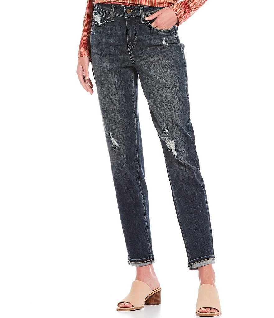NYDJ Easy Fit Destruction Detail Roll Cuff Ankle Jeans