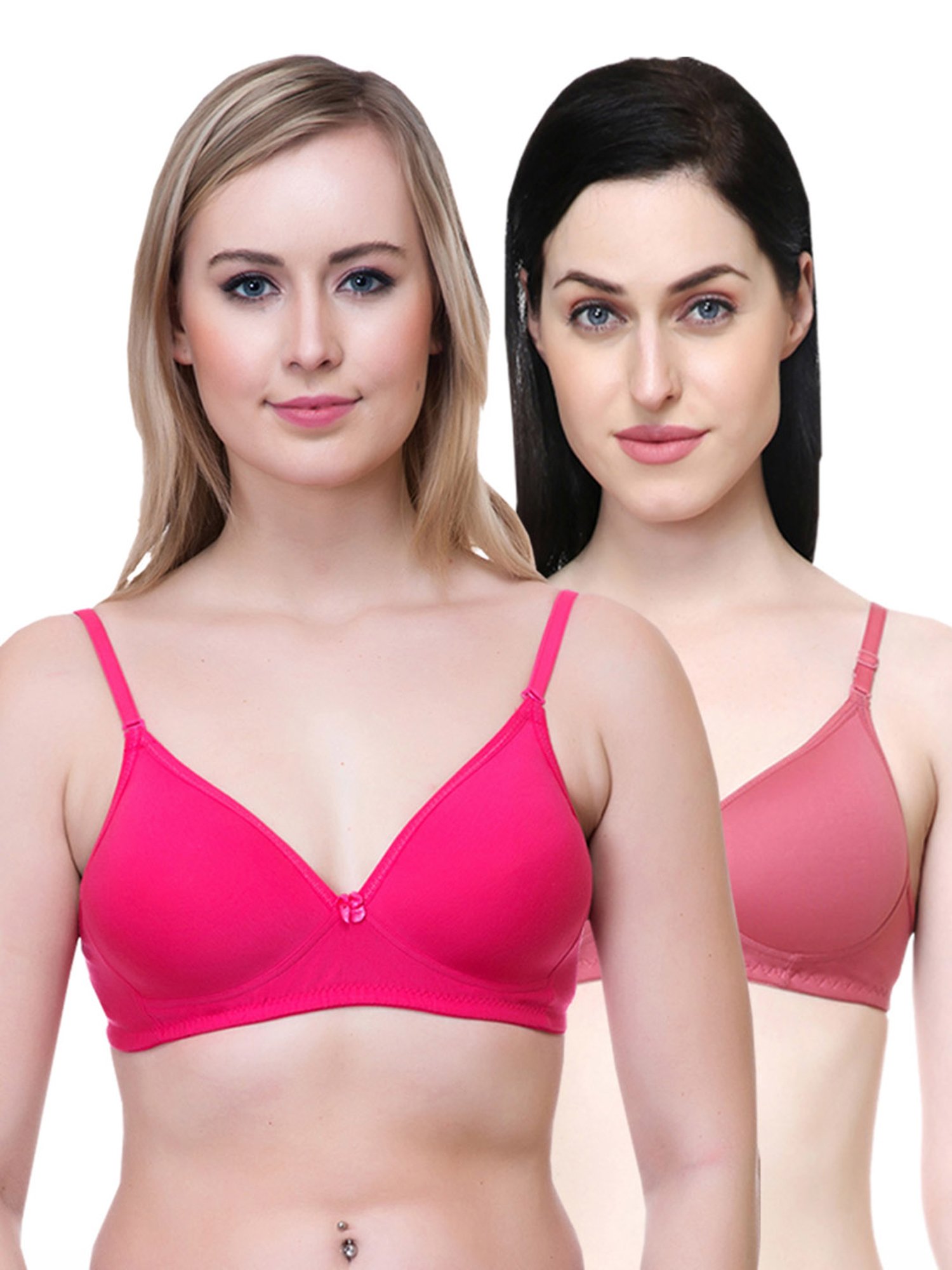 Lady Lyka Multicolor Non Wired Padded T-Shirt Bra (Pack Of 2)
