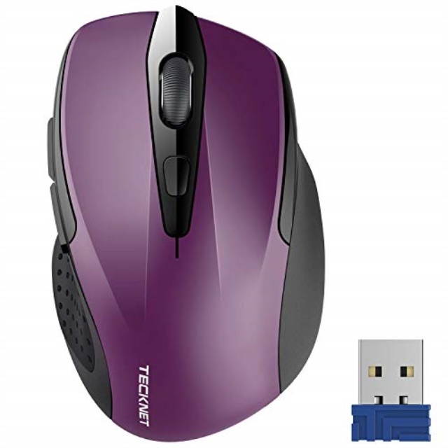 tecknet pro 2.4g ergonomic wireless mobile optical mouse with usb nano receiver for laptop,pc,computer,chromebook,macbook,notebook,6 buttons,24 months battery life,5 dpi adjustment levels