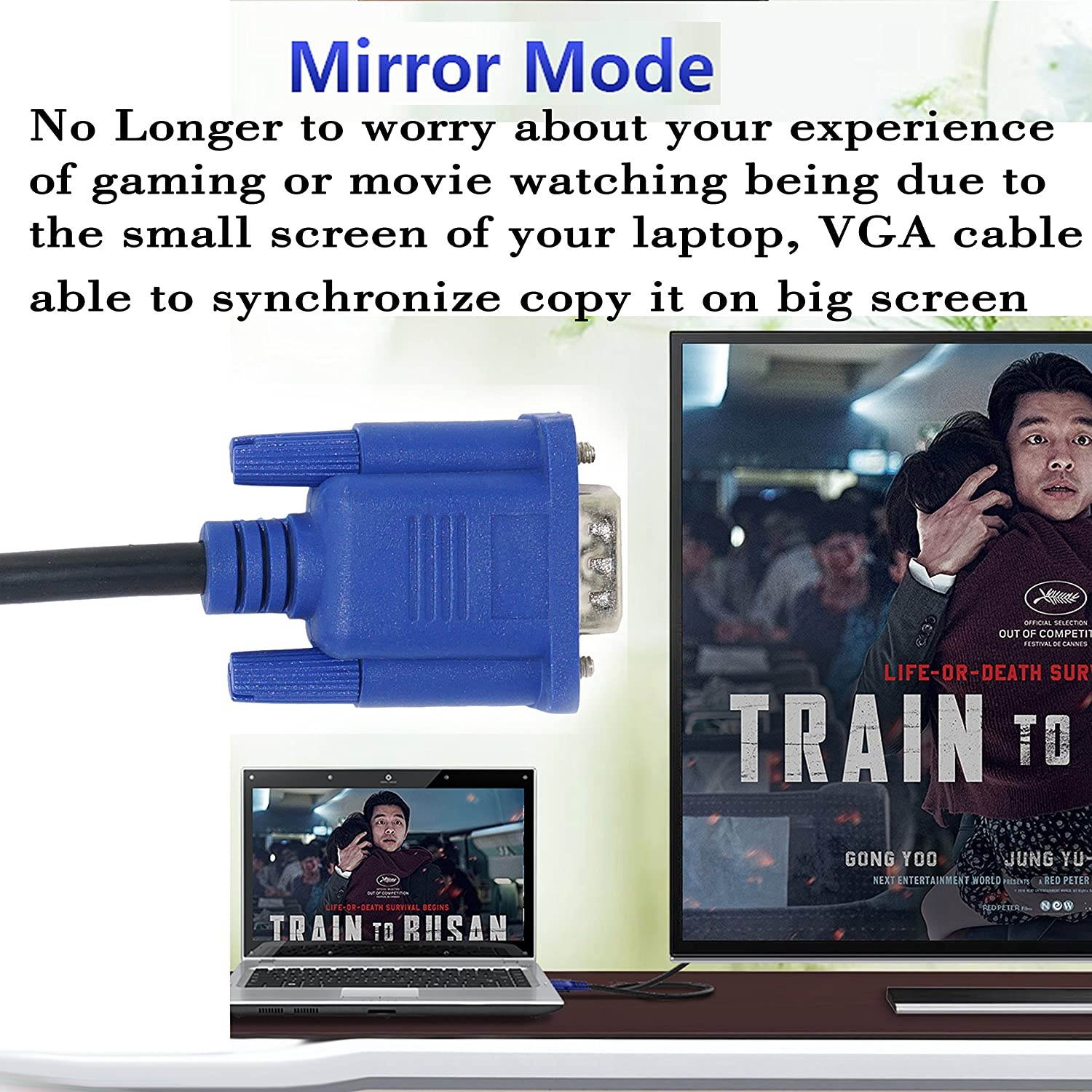 (2 Pack) 15Pin VGA Male to Male Cable - 3Feet