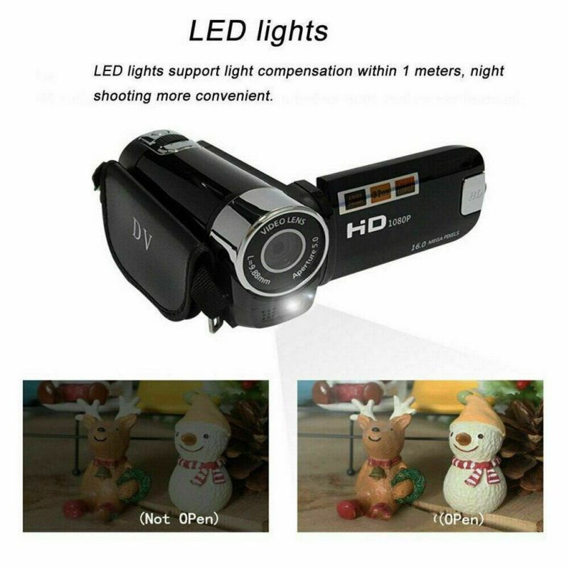 1080P LED Light High Definition Shooting Video Record Portable Camcorder Professional Digital Camera TFT LCD 16MP 16x Zoom DV AV Night Vision Red