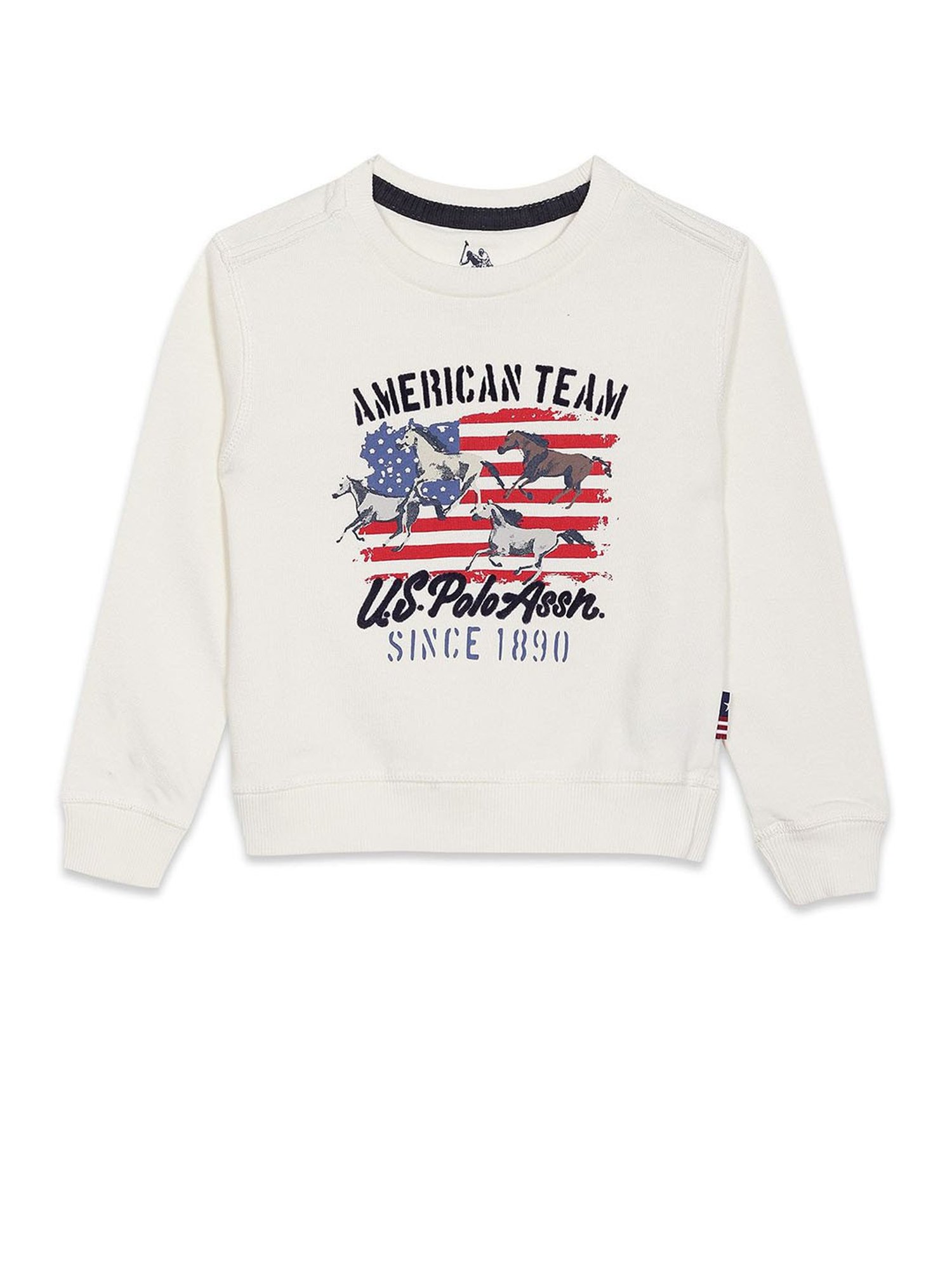 U.S. Polo Assn. Kids Off White Printed Sweatshirt
