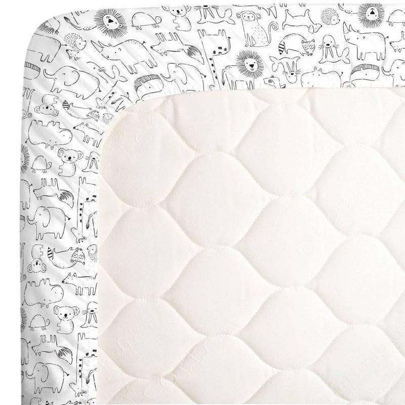 Carter's Safari Animals Super Soft Fitted Crib Sheet - Black and White