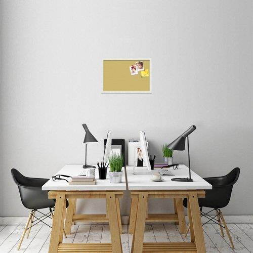 PinPix custom printed pin cork bulletin board made from canvas, Honey Pastel 24x16 Inches (Completed Size) and framed in Satin White Frame (PinPix-Group-89)