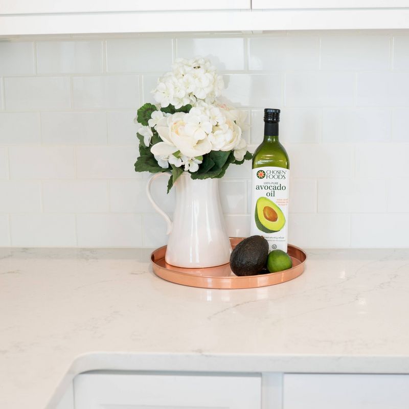 12.5" Decorative Round Stainless Steel Tray Copper Plated Finish - ACHLA Designs