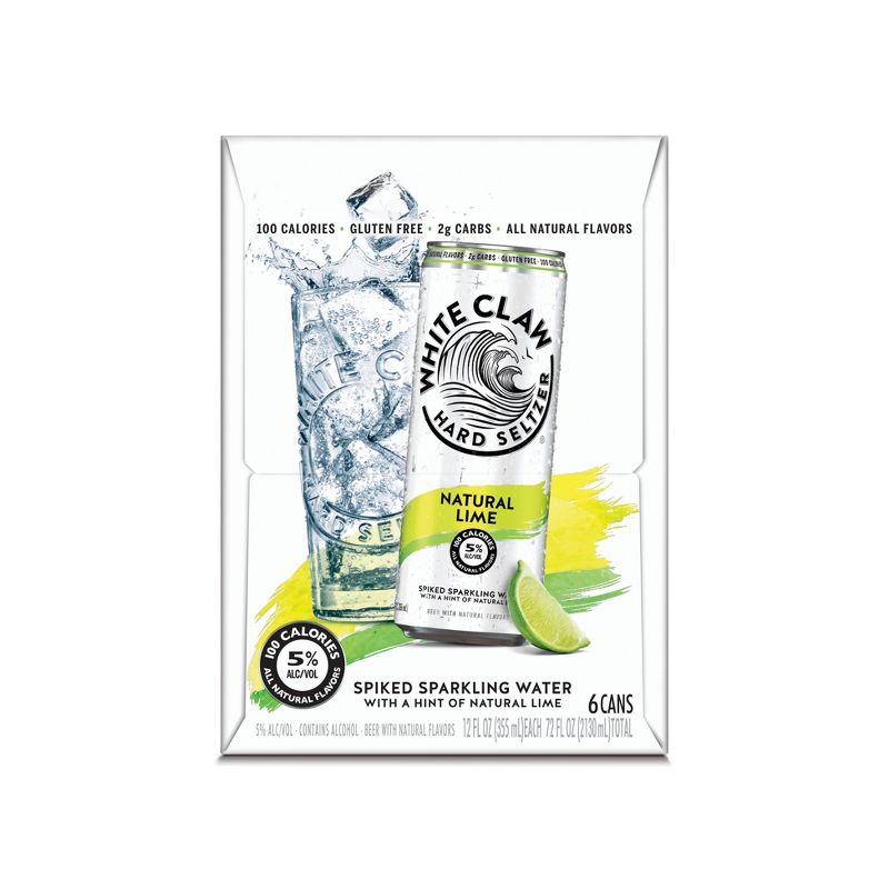 White Claw Natural Lime Hard Seltzer - 6pk/12 fl oz Slim Cans
